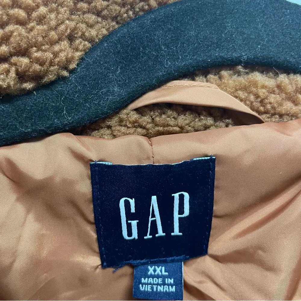 GAP Brown Teddy Jacket Lightweight Cozy Lapel Collar Size XXL